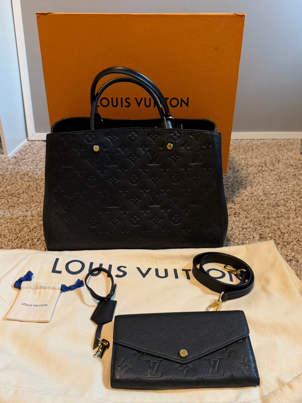EXTREMELY RARE Louis Vuitton Montaigne GM Empriente Noir SET